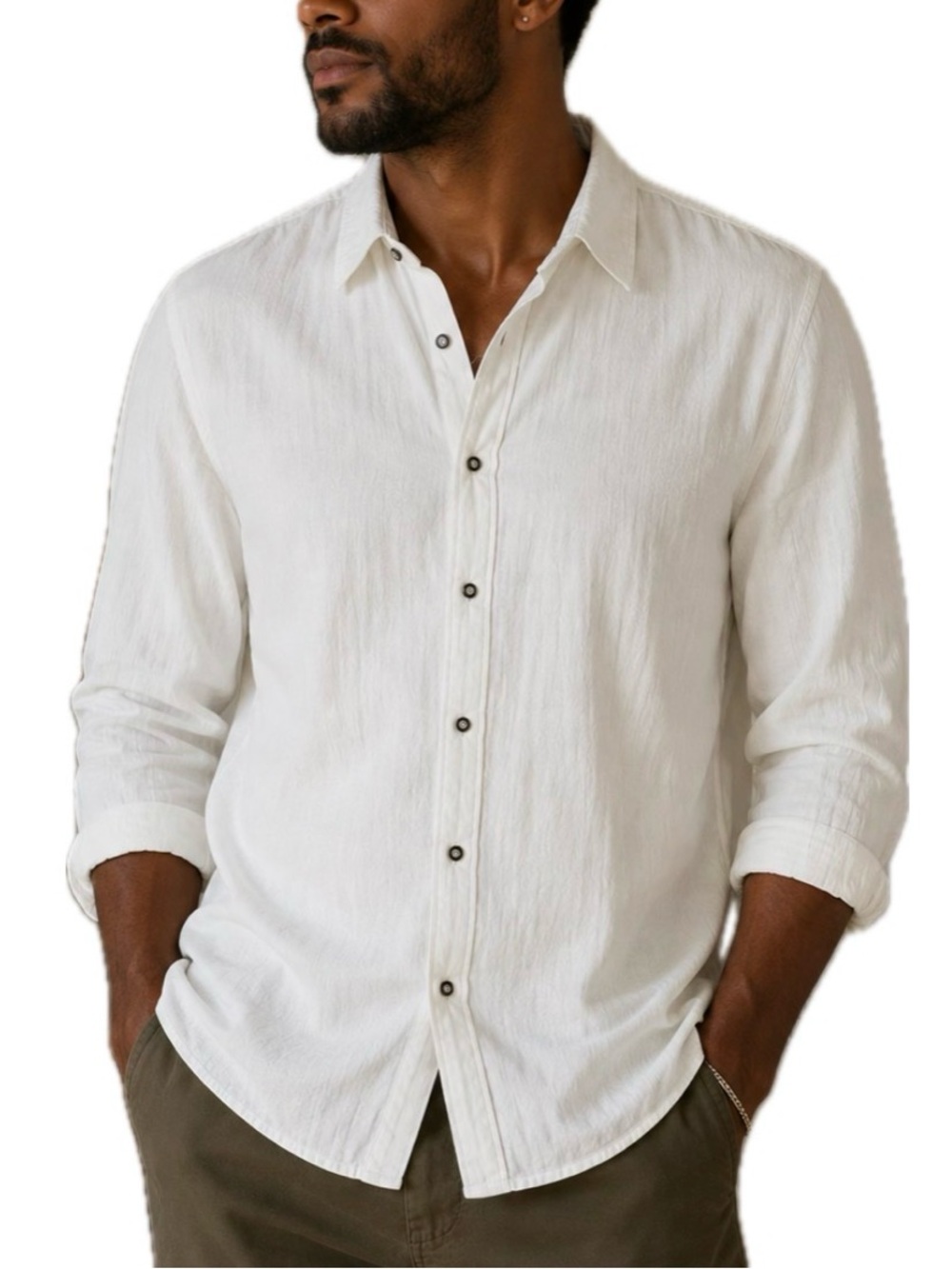 White Cotton Button Down. Size L